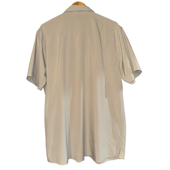 Columbia Button Down Shirt Large Zip Pocket Outdoor Gorpcore Camping Hiking Tan - Picture 3 of 6